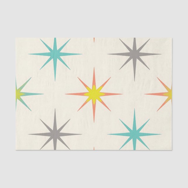 Retro Starburst Mid-Century Pattern Tissue Paper (Front)