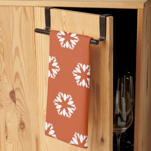 Retro Starburst Pattern Boho Decor Tea Towel (Thirds Fold)
