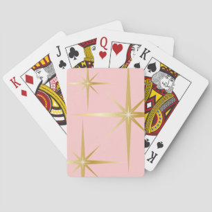 Retro Starburst Pink Playing Cards