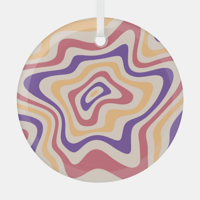 Retro Starburst Psychedelic Background Glass Tree Decoration (Front)