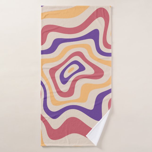 Retro starburst sunburst background pattern. 1960s bath towel (Bath Towel)