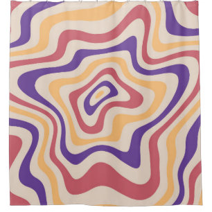 Retro starburst sunburst background pattern. 1960s shower curtain