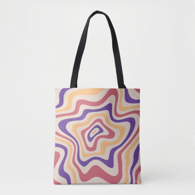 Retro starburst sunburst background pattern. 1960s tote bag (Front)
