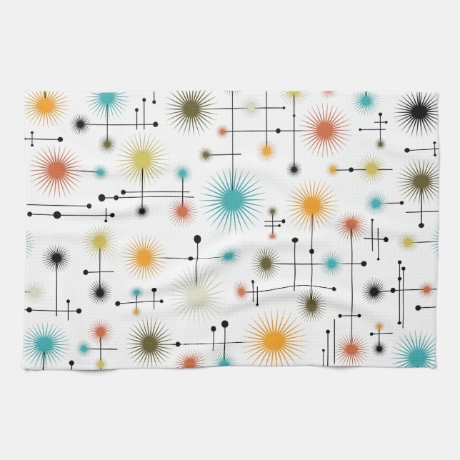 Retro Starbursts A Go-Go! Tea Towel (Horizontal)