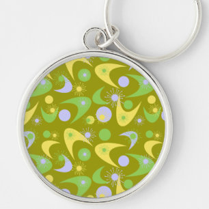 Retro Starbursts & Boomerangs Key Ring