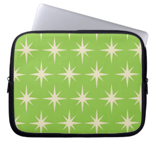 Retro Starbursts on Lime Green Pattern Laptop Sleeve