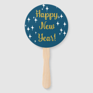 Retro Stardust Stars Happy New Year  Hand Fan