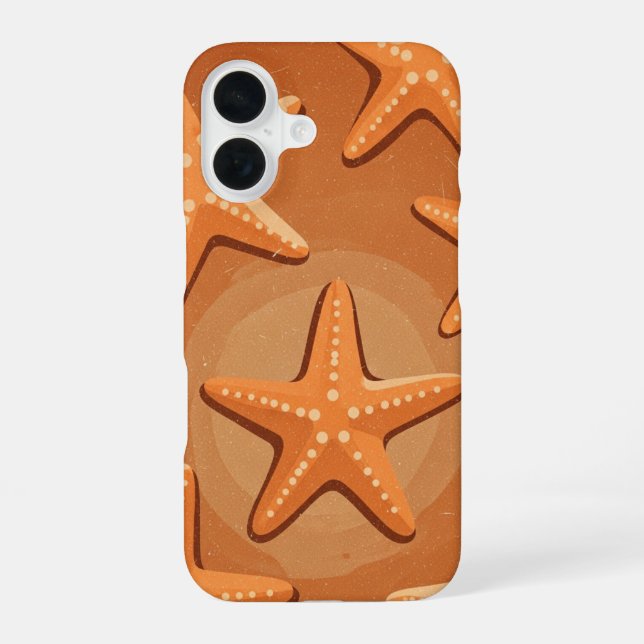 Retro Starfish Pattern iPhone 16 Case (Back)