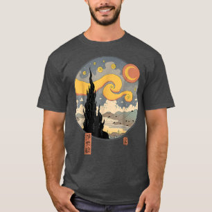Retro Starry Ukiyoe Night Japanese Art T-Shirt