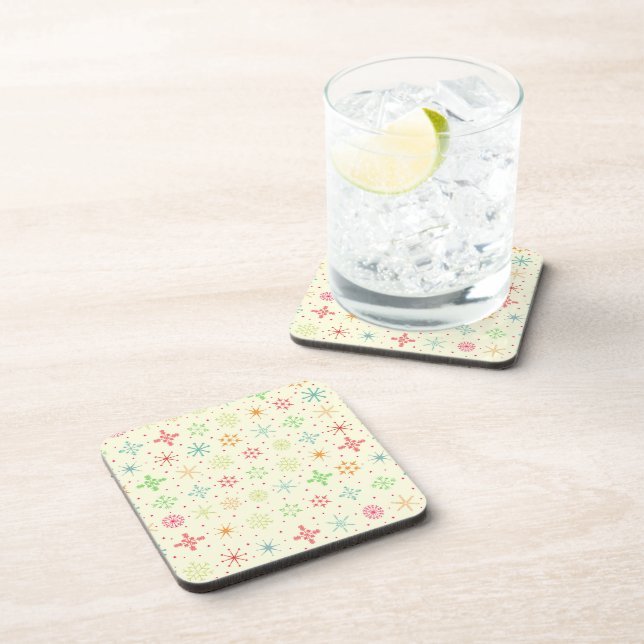 Retro Stars Cork-Backed Coasters (Right Side)