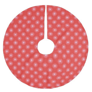 Retro Stars Red and Pink Christmas Brushed Polyester Tree Skirt