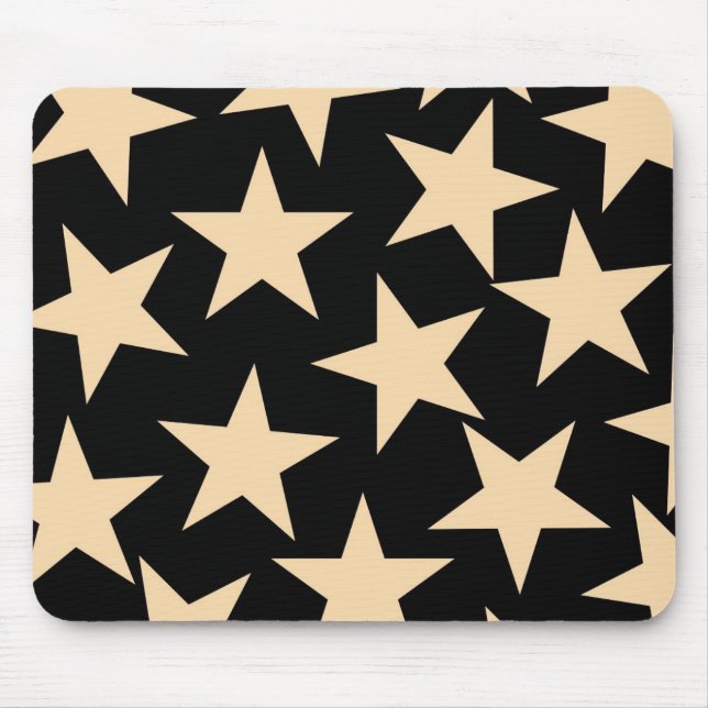 Retro Stars Y2K Pattern with Black Background  Mouse Pad (Front)