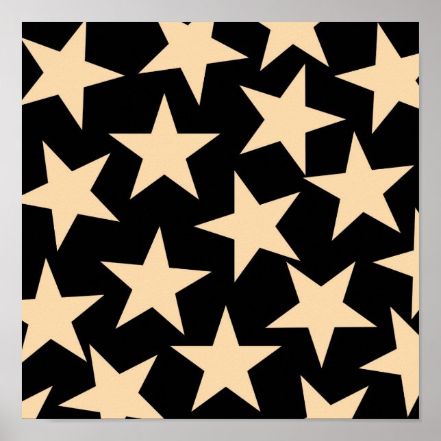 Retro Stars Y2K Pattern with Black Background  Poster (Front)