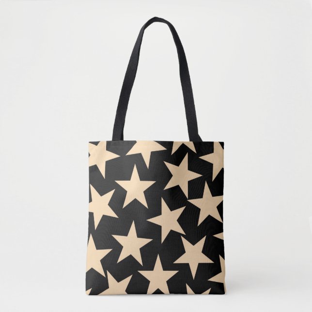 Retro Stars Y2K Pattern with Black Background  Tote Bag (Front)