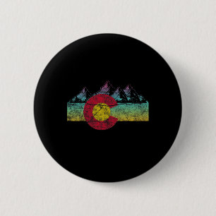 Retro State Flag Colorado Rocky Mountains Skiing A 6 Cm Round Badge