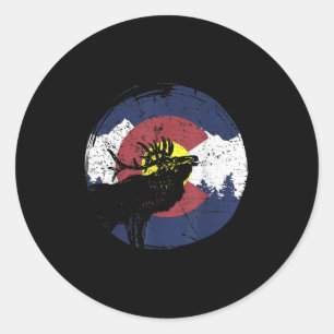 Retro State Flag Colorado Rocky Mountains Skiing A Classic Round Sticker