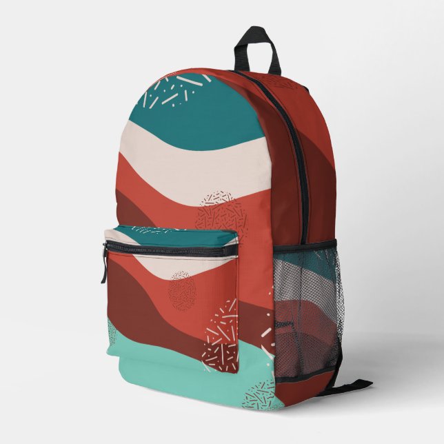Retro Statement Pattern Printed Backpack (Back Corner Right)