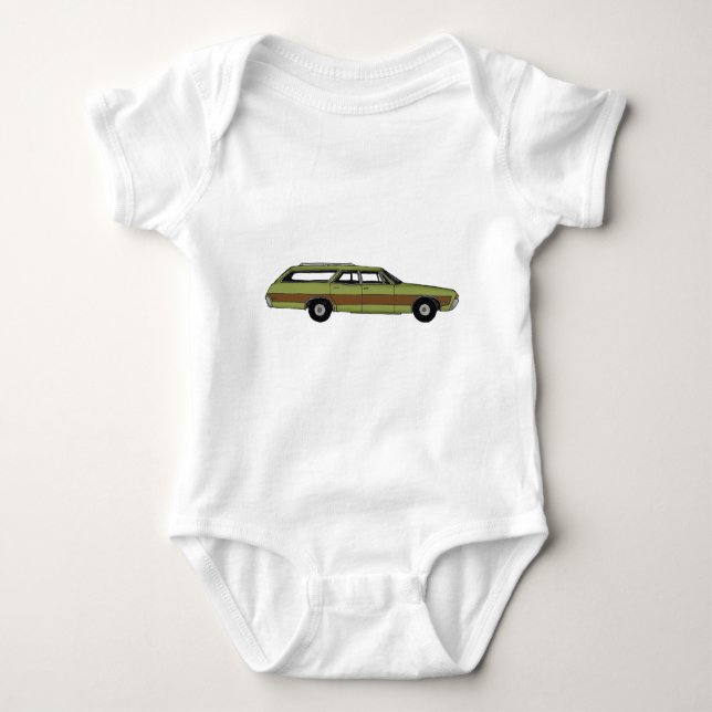 retro station wagon baby bodysuit (Front)