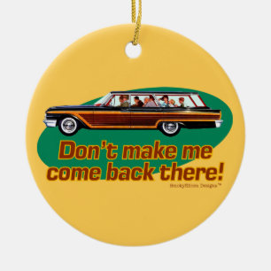 Retro Station Wagon (Brown & Green) Ceramic Tree Decoration