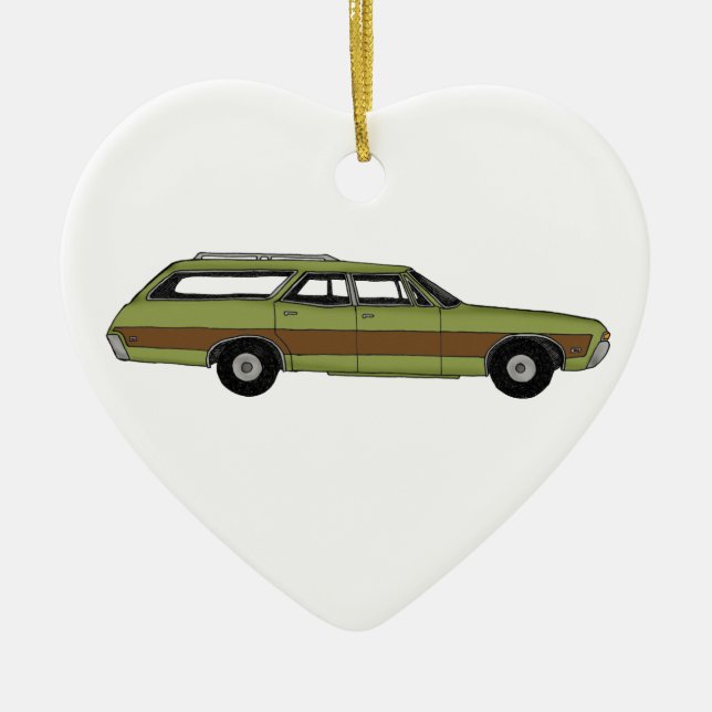 retro station wagon ceramic ornament (Front)