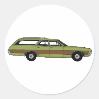 retro station wagon classic round sticker