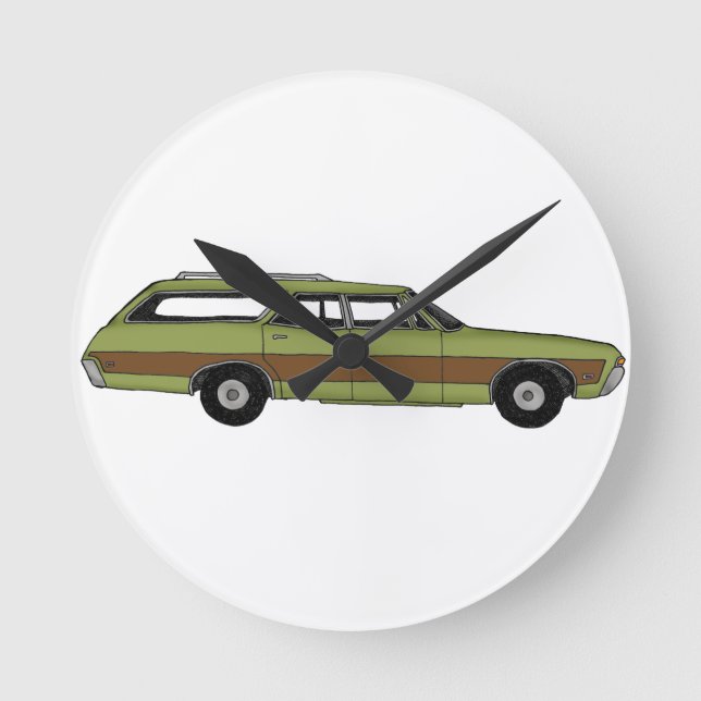 retro station wagon round clock (Front)