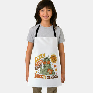 Retro Statue of Liberty Back to School Vibes Apron