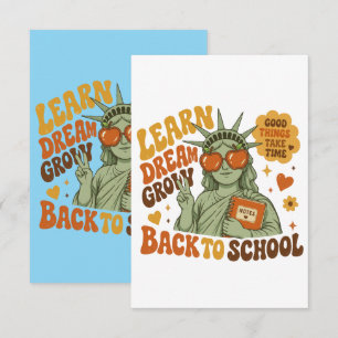 Retro Statue of Liberty Back to School Vibes Thank You Card
