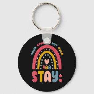 Retro Stay 988 Your Story Is Not Over Suicide Awar Key Ring