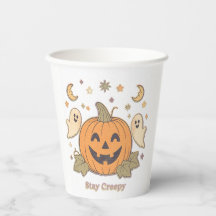 Retro Stay Creepy Pumpkin & Cute Ghosts Halloween