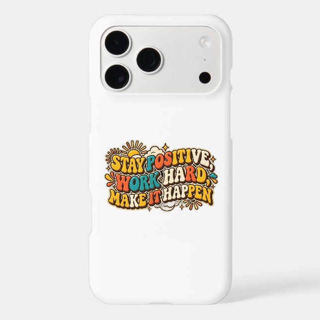 Retro Stay Positive iPhone Case (Back)