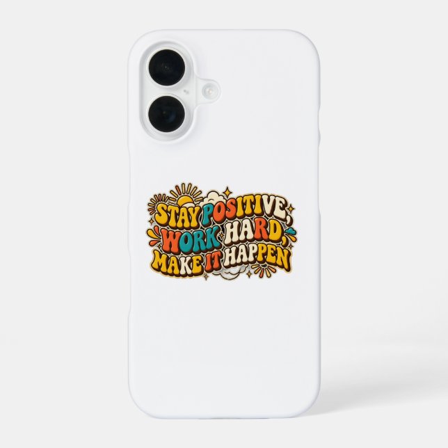 Retro Stay Positive iPhone Case (Back)
