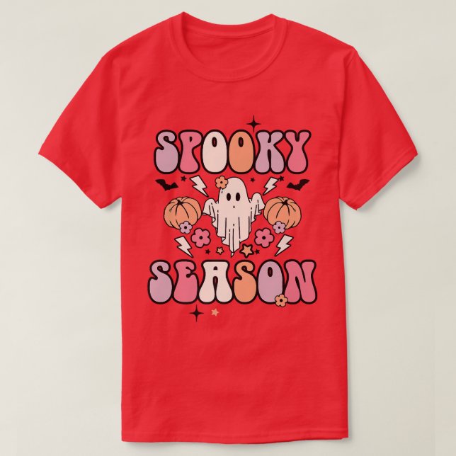 Retro Stay Spooky Cute Ghost Halloween Funny Spook T-Shirt (Design Front)