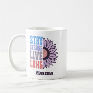 Retro Stay Strong Live Long Sunflower Positive Coffee Mug