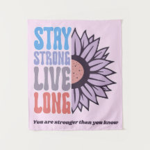 Retro Stay Strong Live Long Sunflower Positive