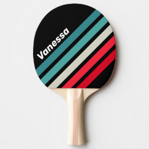 Retro Stealth Rainbow Angled Striping with Name Ping Pong Paddle