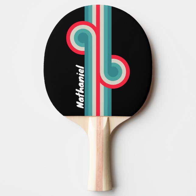 Retro Stealth Rainbow Loop with Name Ping Pong Paddle (Front)