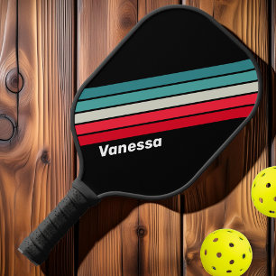 Retro Stealth Striped with Name Pickleball Paddle