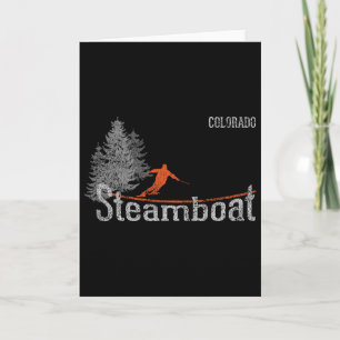 Retro Steamboat Colorado Distressed Skiing Card