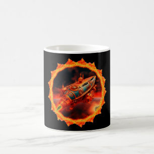 Retro Steampunk Moon Rocket Coffee Mug