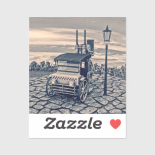 Retro Steampunk Taxi Cab City Art
