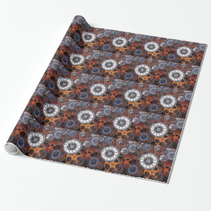 Retro steampunk watch parts, gears and cogs print wrapping paper
