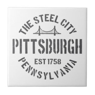 Retro Steel City Pittsburgh Pennsylvania Yinz vint Ceramic Tile