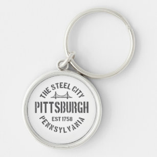 Retro Steel City Pittsburgh Pennsylvania Yinz vint Key Ring