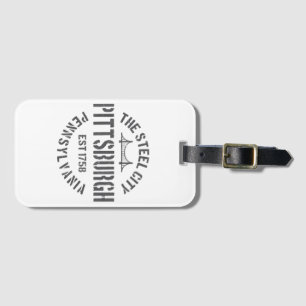 Retro Steel City Pittsburgh Pennsylvania Yinz vint Luggage Tag