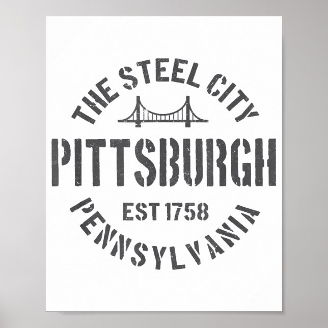Retro Steel City Pittsburgh Pennsylvania Yinz vint Poster (Front)