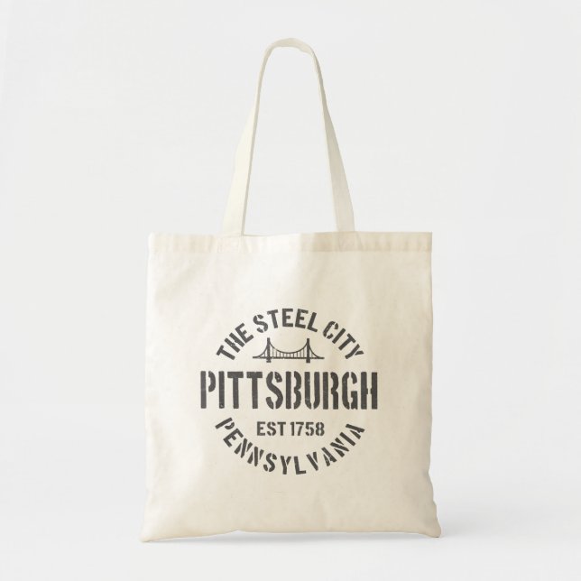 Retro Steel City Pittsburgh Pennsylvania Yinz vint Tote Bag (Front)