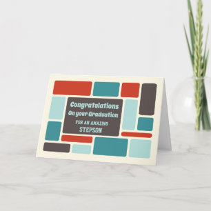 Retro Stepson Congratulations Graduation Card