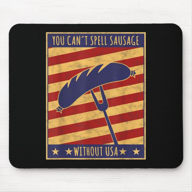 Retro Ster You Can't Spell Sausage Without Usa  Mouse Pad (Front)
