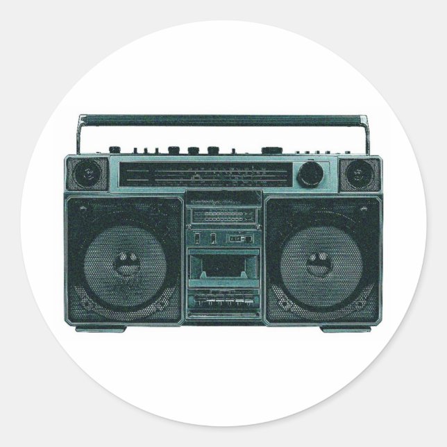 retro stereo classic round sticker (Front)